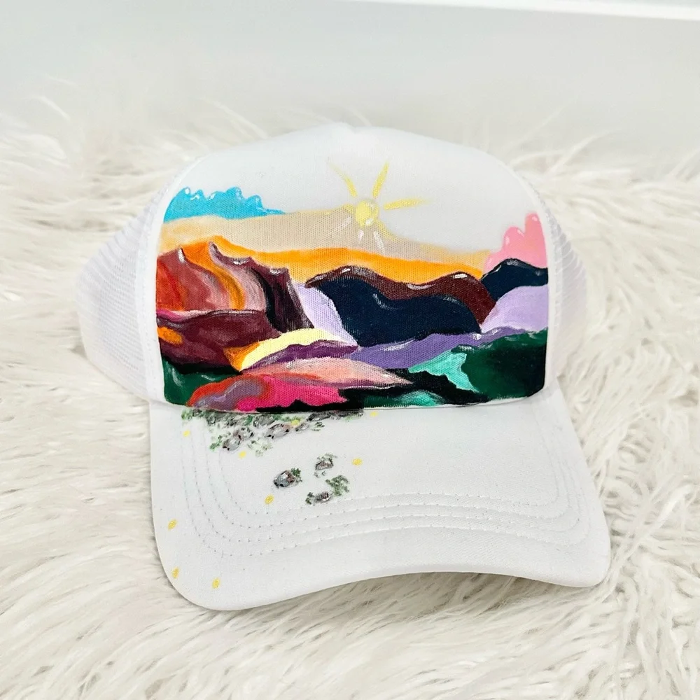 Landscape Colorful Women's Handmade Cap Hat Summer